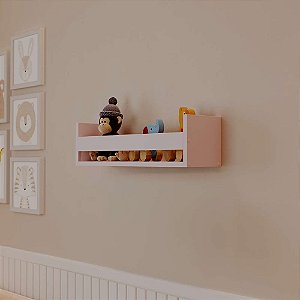 Prateleira Porta Brinquedo Rosa 50 x 12cm Suporte Invisivel