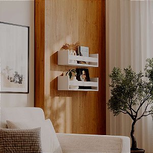 Kit 2 Prateleiras Porta Livros Branca 70 x 12cm Suporte Invisivel
