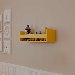 Prateleira Porta Brinquedo Amarela 70 x 12cm Suporte Invisivel