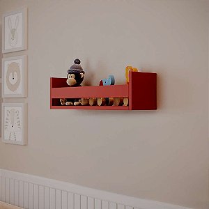 Prateleira Porta Brinquedo Vermelha 70 x 12cm Suporte Invisivel