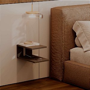 Mesa de Cabeceira Oslo Preta Cama Quarto Sala 23x15cm