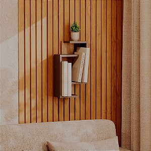 Nicho de Parede Decorativo Preto com Freijó Sala Quarto Hall