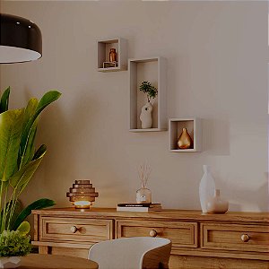 Kit 3 Nichos Decorativos Modulares Branco Quarto Sala Hall