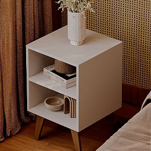 Mesa de Cabeceira Chennai Pé Plástico Multiuso 30x35cm Branco