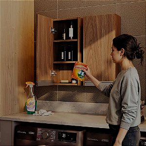 Armário Multiuso Aéreo 30cm para Lavanderia Freijó