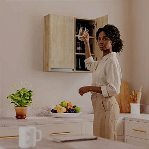 Armário Despensa Suspenso Cozinha 30cm Carvalho