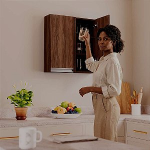 Armário Despensa Suspenso Cozinha 30cm Nogal
