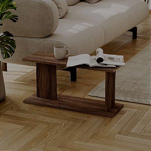 Mesa de Apoio Livn Nogal 30x25x65cm para Sala e Quarto