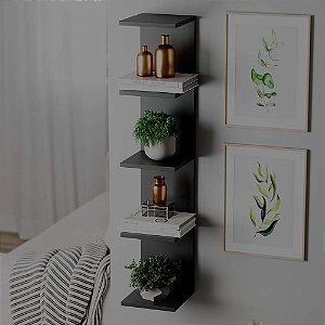 Torre de Prateleira Preta Estante Multiuso Sala Quarto
