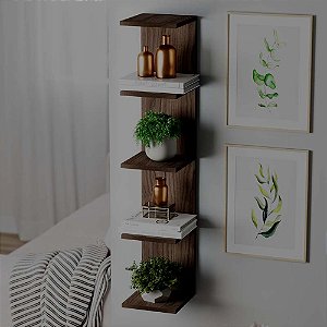 Torre de Prateleira Nogal Estante Multiuso Sala Quarto