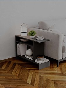 Mesa Lateral Restn Preta Moderna Sala Quarto Hall