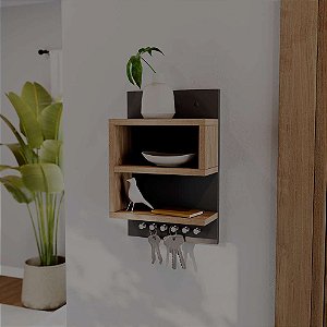 Porta chaves Dublin Organizador Decoração Preto e Freijo