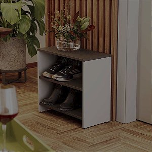 Sapateira Simples Branca com Preto para Quarto Sala