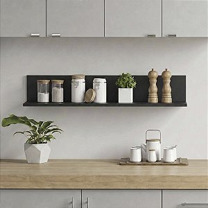 Prateleira Decorativa de Parede para Cozinha Odda Preta