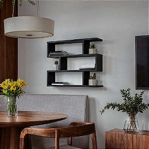 Nicho de Parede Decorativo Preto Zig para Sala Quarto Hall