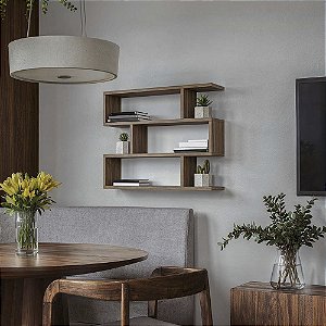 Nicho de Parede Decorativo Freijó Zig para Sala Quarto Hall