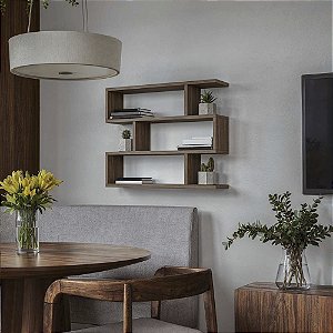 Nicho de Parede Decorativo Nogal Zig para Sala Quarto Hall