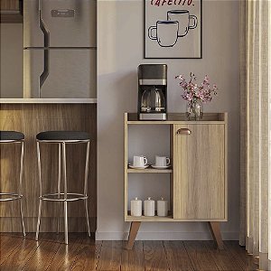 Aparador Caffe Organizador Mumbai Carvalho com Puxador Rose Gold