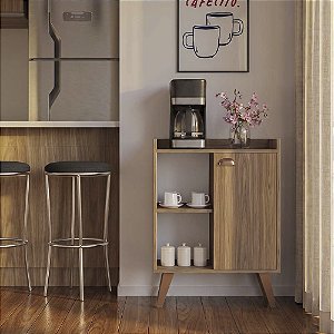 Aparador Caffe Organizador Mumbai Freijó com Puxador Rose Gold