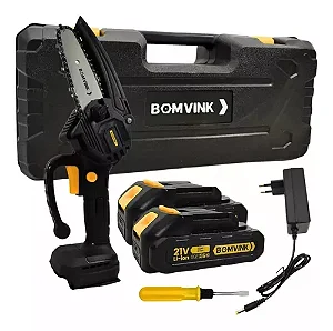 Bomvink BOM-9103 Motosserra Elétrica Portátil 8 Polegadas 21v Com Bateria Preto