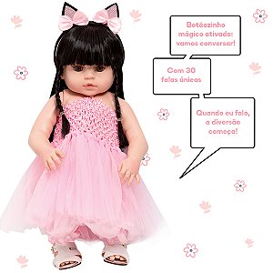 Bebe Reborn Realista Menina Coelhinha Morena Fala 30 Frases