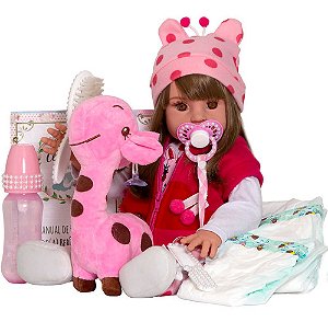 Boneca Realista Bebê Reborn Com Roupinha De Girafinha