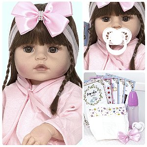 Boneca Bebê Reborn Menina Recem Nascida Original Pode Banho