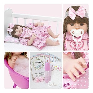 Boneca Bebe Reborn Recem Nascida Siliconada Com Vários Itens