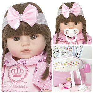 Boneca Bebe Reborn De Silicone Menina Realista Acessórios