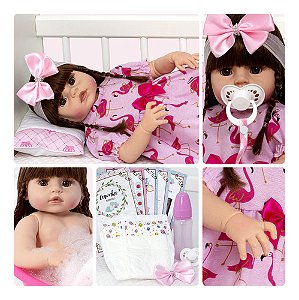 Boneca Reborn Bebe Menina 52cm Realista Silicone Enxoval