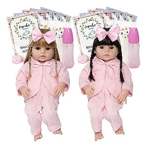 Bebê Reborn Meninas Gêmeas Loira Morena Realista Pode Banho