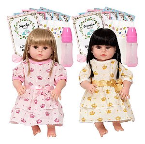 Bebê Reborn Gêmeas Corpo 100% Silicone Loira Morena 26 Itens
