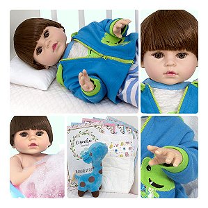 Bebe Reborn Menino Girafinha Realista 46cm Com Acessórios