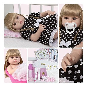 Boneca Reborn Realista Menina Loira 20 Itens Pode Dar Banho