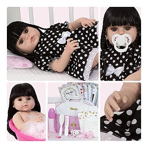 Boneca Reborn Realista Morena Linda Enxoval 20 Itens Bolsa