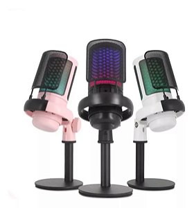 Microfone Gamer RGB Condensador USB Sortido