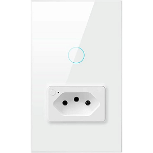 Interruptor com Tomada Inteligente 1 Botão Touch Zigbee 4x2 Branco Novadigital