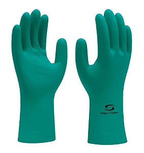 Luva Nitrílica Verde com Forro Nitrogreen - Super Safety - CA 33334