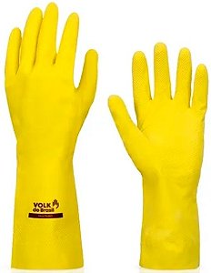 Luva de Látex Multiuso Amarela Volk - CA 10695