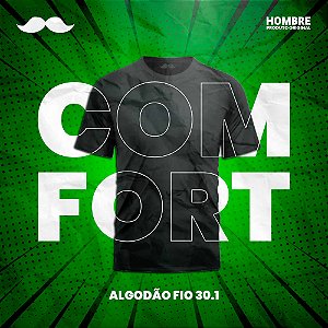 Camiseta Masculina Básica Preta Algodão Fio 30.1 Comfort | Hombre