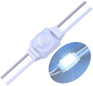 Micro Módulo LED 2835 1-LED 12MM 0,5W 10.000K SAMSUNG IP68 175º KOREIA 12V C/ Lente Injetado BRANCO FRIO 10000K Auto Brilho P/ Letras Caixa Luminosos IP68