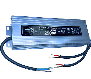 Fonte Blindada 250W 12V 20A IP67 Prova Dagua 110V-220V Alimentação P/ Leds Cftv