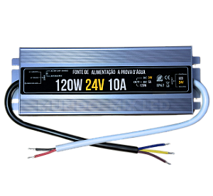 Fonte Blindada 120W 5A 24V Ip67 Prova Dagua 110V-220V Alimentação P/ Leds Cftv