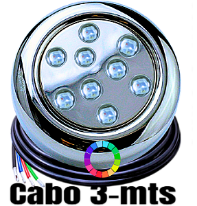Luminária P/ Piscinas 12W LUZ RGB 12V IP68 80mm 4IN1 1/2 3/4 Premium A Prova D’água 9w Aço Inox iluminação Super LED