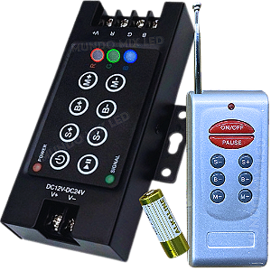 Controladora RGB RF 4.33MHZ 360W 30A 12v-24v Comando Analogico P/ Fita Leds