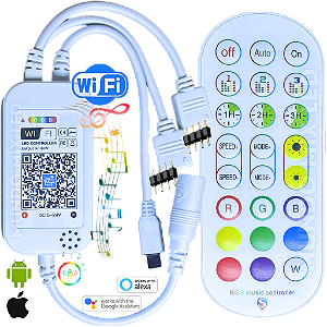 Controladora RGB WIFI MUSICAL PLUG DUPLO C/ MIC. APP MAGIC HOME Conecta Com Google Alexa Para FITA LED RGB 4T Módulo LED Analógica 3528 5050 6060 12V-24V