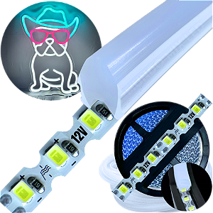 Neon Segunda Geração Flex + Fita Led 6mm Branco Puro 6500k Dobrável 12v 10w/mt 120led/mt Alto Brilho