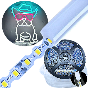 Neon Segunda Geração Flex + Fita Led 6mm Branco Puro 6500k Dobrável 12v 10w/mt 120led/mt Alto Brilho
