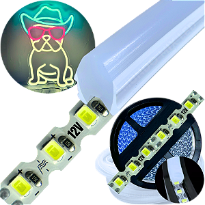 Neon Segunda Geração Flex + Fita Led 6mm Branco Morno 4000K Dobrável 12v 10w/mt 120led/mt Alto Brilho