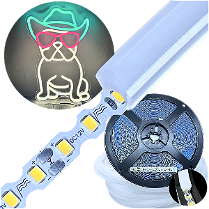 Neon Segunda Geração Flex + Fita Led 6mm Branco Morno 4000K Dobrável 12v 10w/mt 120led/mt Alto Brilho